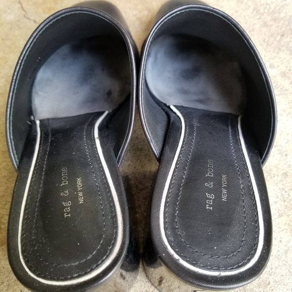 Rag & Bone Black Leather Suede Millie Mules Lucite - Picture 3 of 9